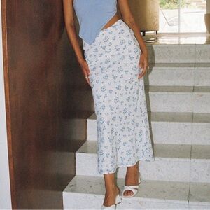 Princess Polly Blue Floral Maxi Skirt